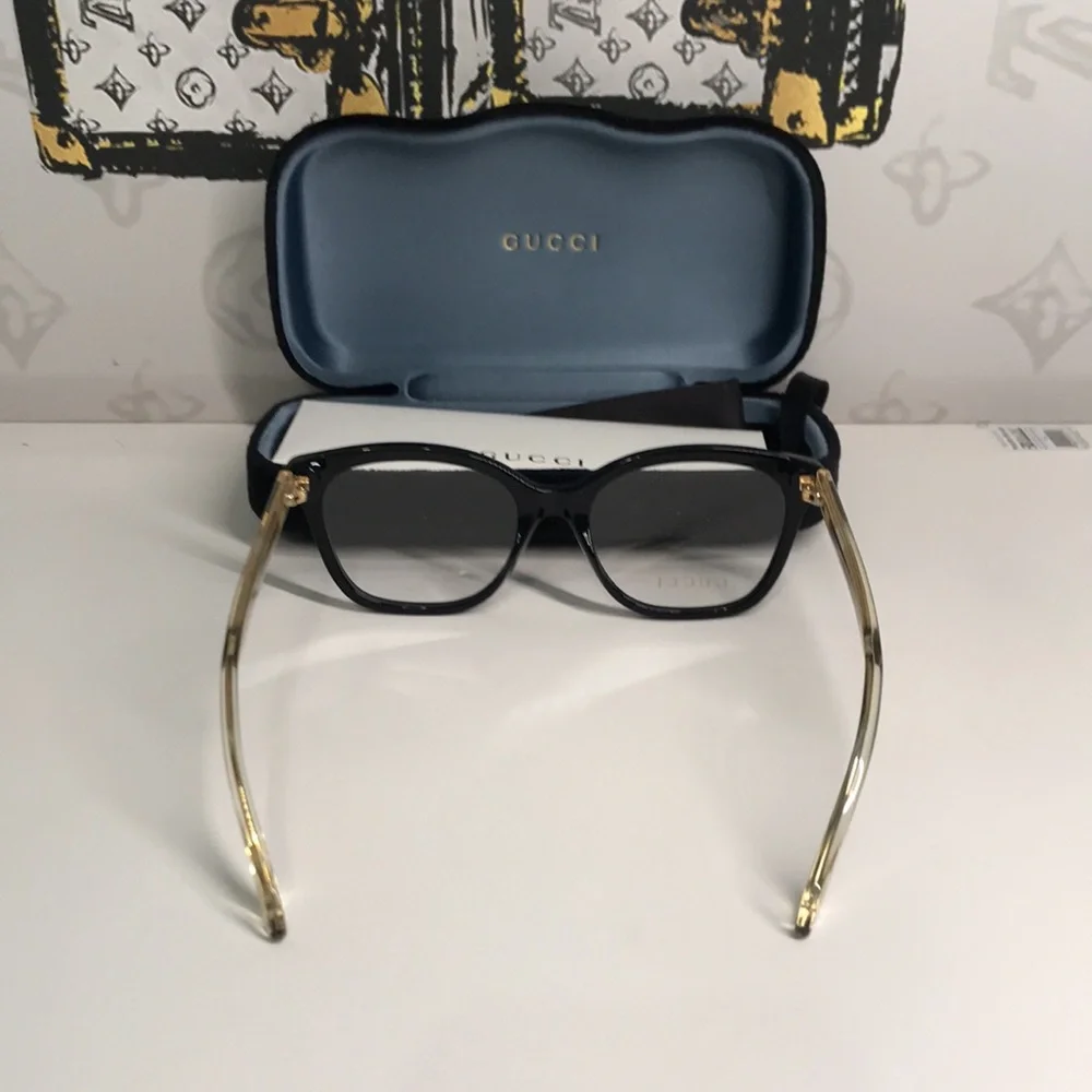 ✨ Luxury New Authentic Gucci GG0566O 001 Black Square Eyeglasses ✨